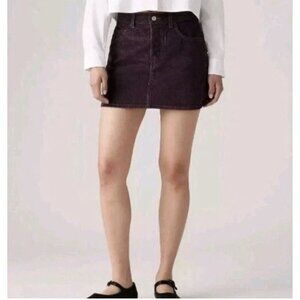 Levi's Size 30 Women’s Purple Corduroy Mini Icon Skirt Button-Fly Mid-Ri…